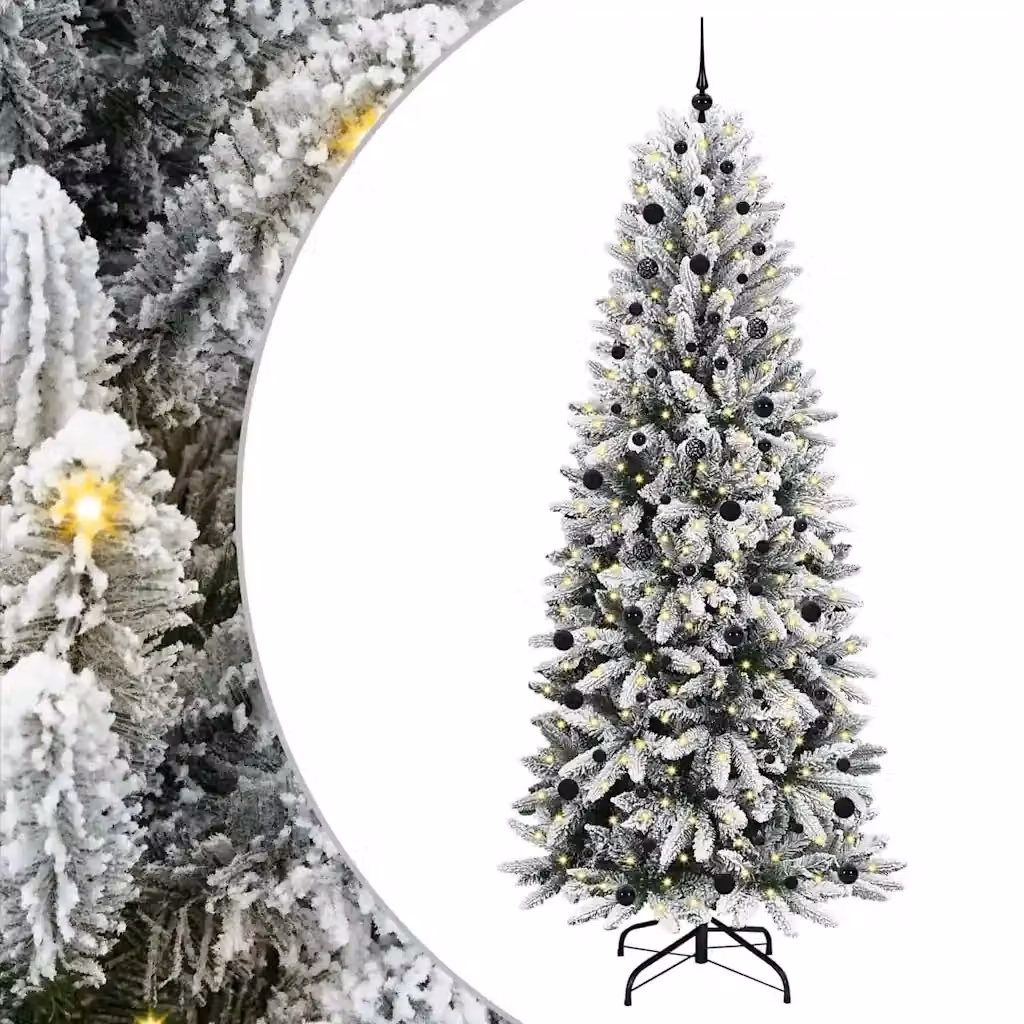 Albero di Natale artificiale moderno vidaXL bianco con 300 LED luce bianca calda, Altezza: 240 cm – 2
