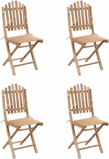 Set da Pranzo da Giardino 5 pz Pieghevole con Cuscini in Bambù 3063963