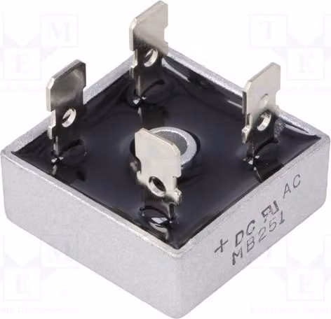 1x Raddrizzatore a ponte monofase Urmax: 100V, If: 25A, Ifsm: 400A, modello MB251, monofase