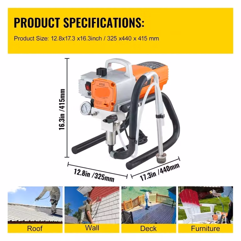 Spruzzatore a irrorazione senza aria - Idropulitrice - Pistola a spruzzo con ugello - Tubo da 9 metri - 3000 PSI