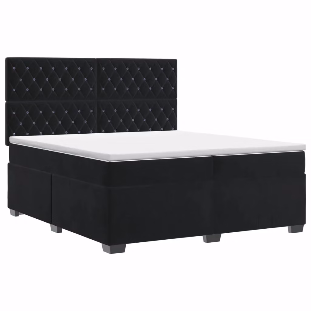 Letto box spring con materasso ibrido vidaXL in velluto nero L/P/H: 200 x 200 x 140,5 cm – 2