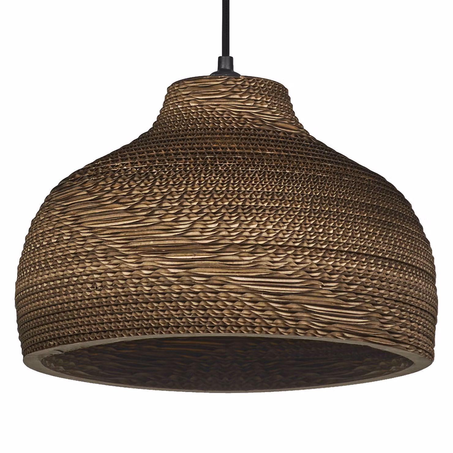 LEDVANCE Decor Cardboard Hat lampada a sospensione marrone in cartone ondulato, leggera, E27, diametro 360 mm, paralume in materiale riciclato, sostenibile grazie alla sorgente luminosa sostituibile, facile installazione