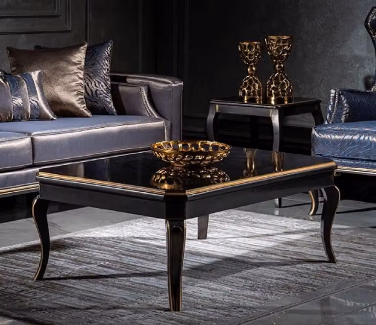 Casa Padrino tavolino barocco nero/oro - Elegante tavolo da salotto in stile barocco - Tavolo in legno massiccio fatto a mano - Mobili da salotto barocchi