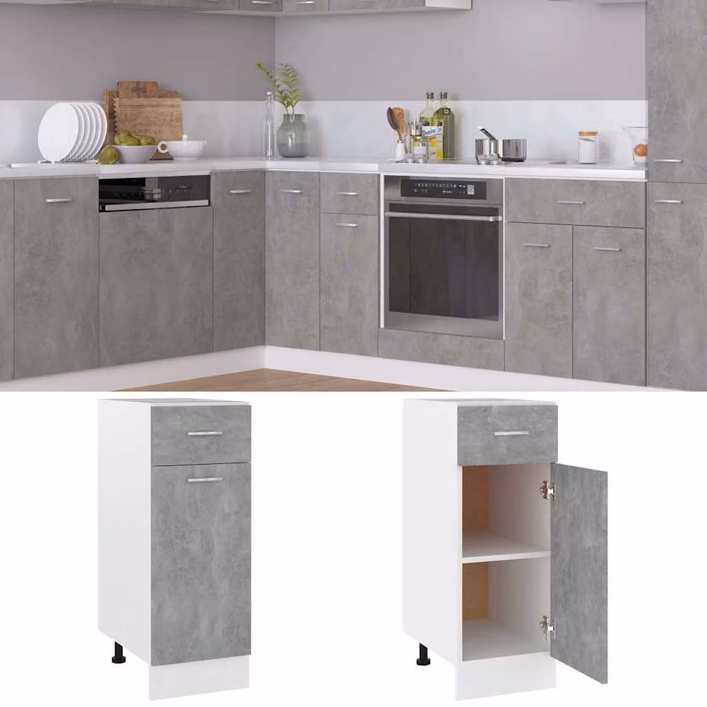 vidaXL Armadio Inferiore Cassetto “Lyon” Grigio Cemento 30x46x81,5