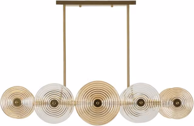 Lampadario Venice in vetro e ferro dorato 116x27x79 cm