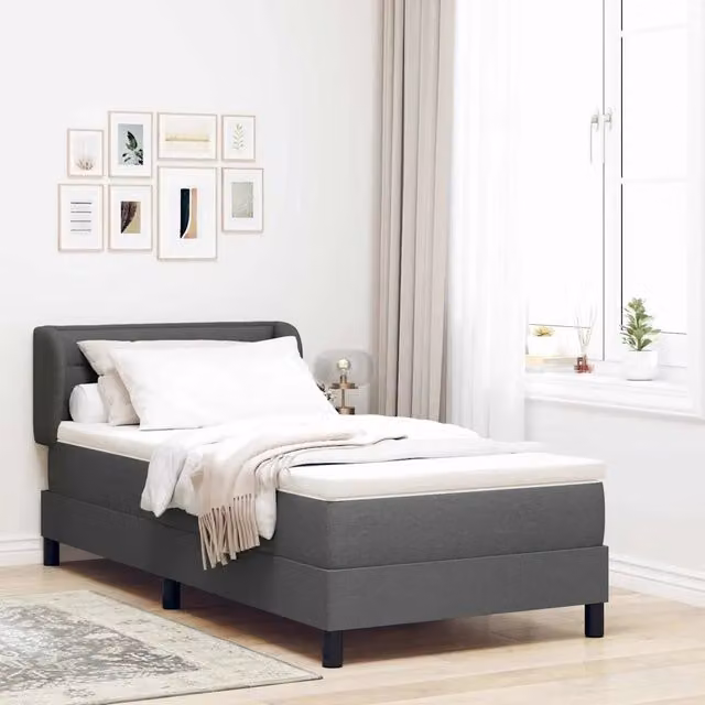 Letto a molle con testiera Grigio scuro 100 x 200 cm Tessuto 3339948