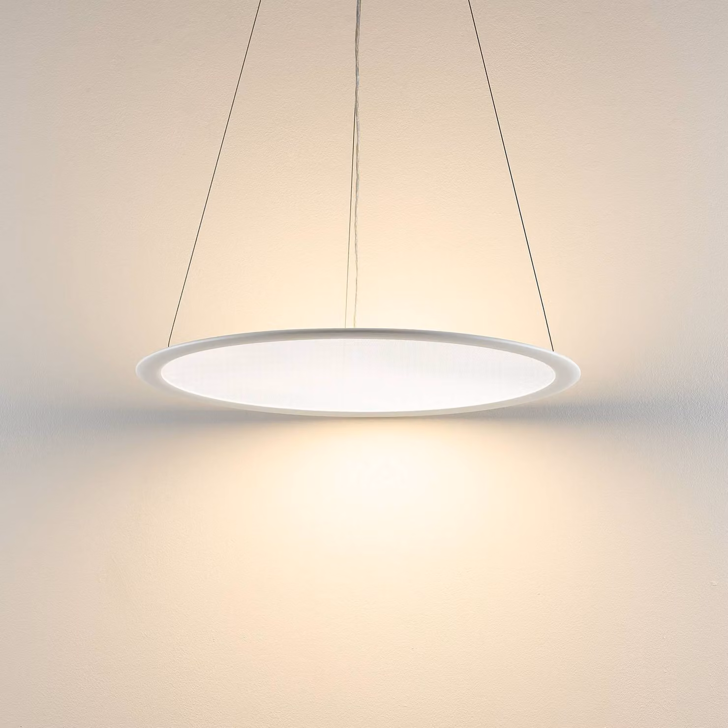Deko-Light Lampada LED a sospensione PANEL, bianca, Ø 63 cm, metallo, CCT, dimmerabile, 50 dimmerabile, Bianco / Opale, Studio / Ufficio, Alluminio, Moderno