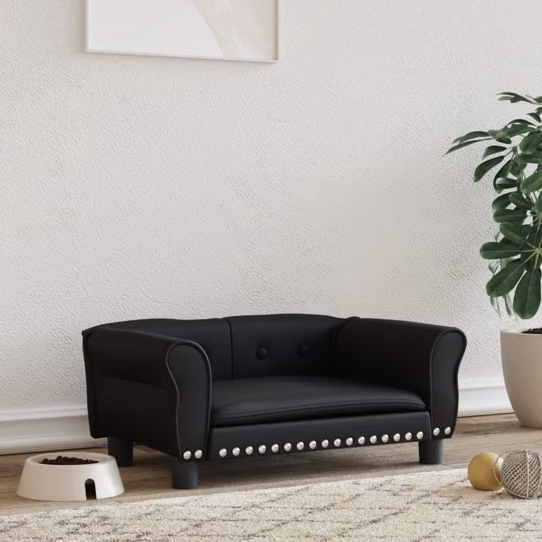 The Living Store Letto per cani nero 70x45x30 cm Similcuoio