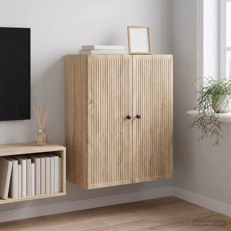 Mobiletto a muro vidaXL in stile vintage Rovere Sonoma, colore marrone, L: 66 cm, P: 34,5 cm, H: 90 cm