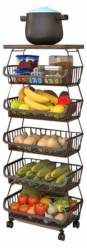 Cesto in filo metallico con elevata capacità di carico - Cesto impilabile per l'organizzazione - Adatto per cucina, bagno o ufficio - 4 ruote con freno - Realizzato Acciaio al carbonio di alta qualità - Cassetto estraibile nella parte inferiore