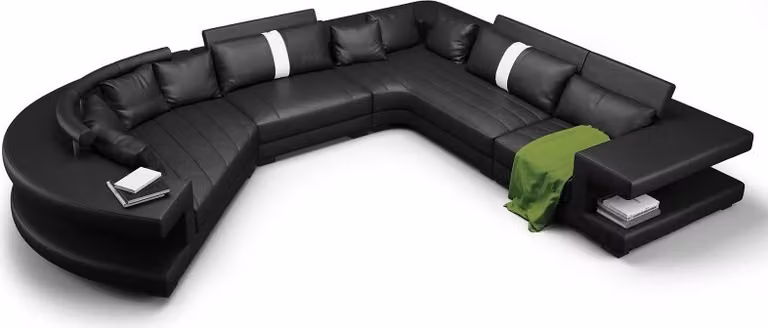 Rund Sofa Wohn Möbel Leder Sofas USB Polster Sitz Runde Landschaft Eck Couch