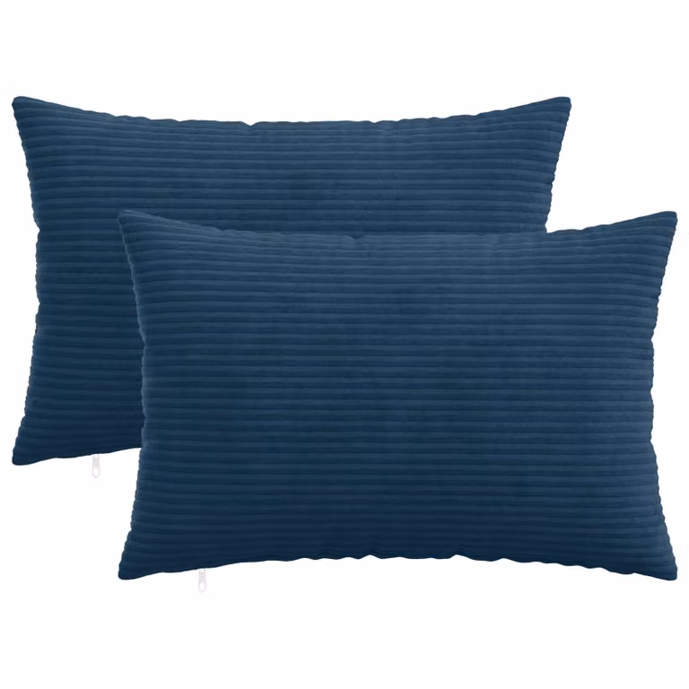 Set di 2 federe vidaXL HEERLEN in velluto a coste blu navy, L 50 cm x P 75 cm