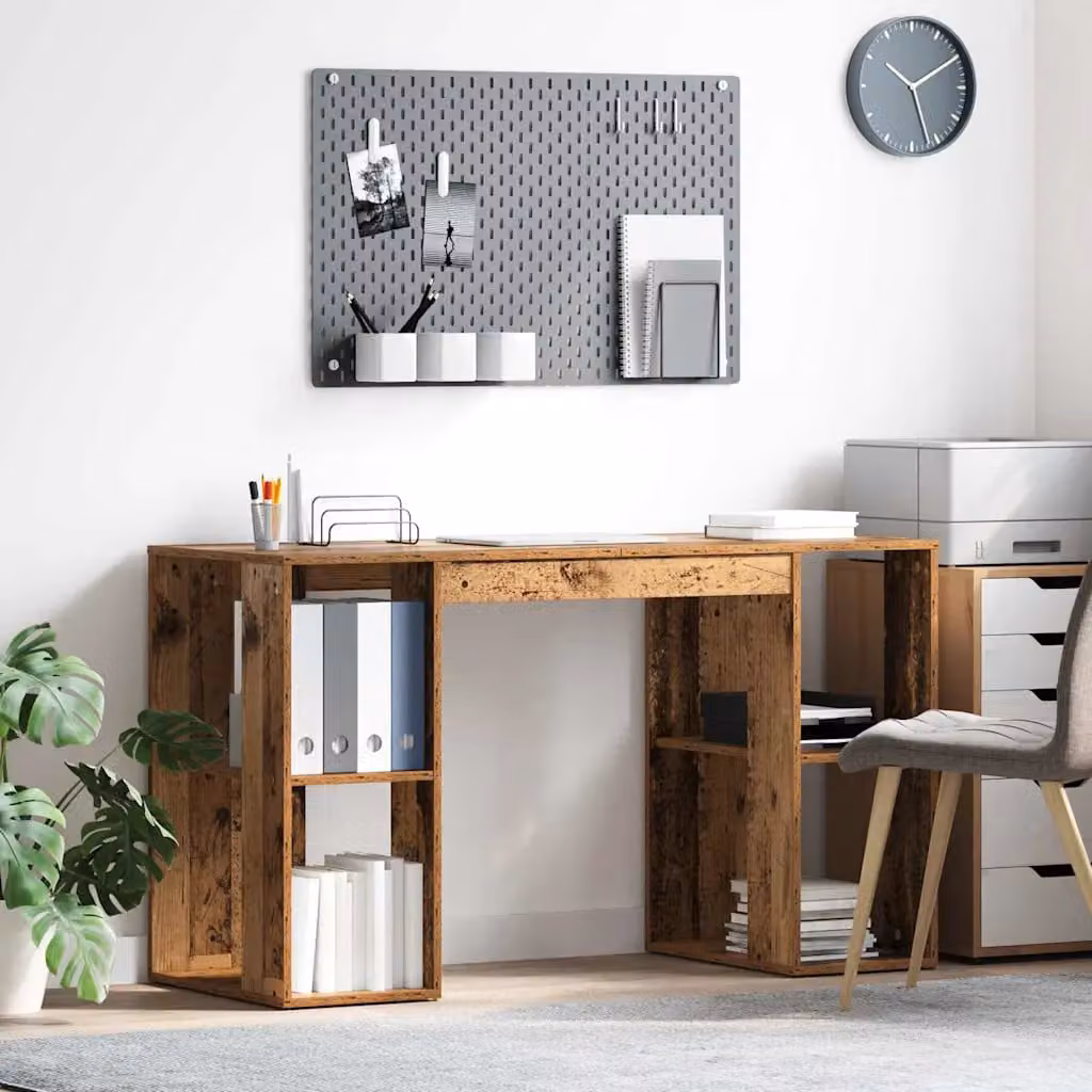 Scrivania moderna vidaXL in legno ingegnerizzato marrone L: 130 cm, P: 50.5 cm, H: 75 cm