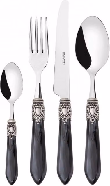OXFORD Ghiera Argento Anticato, Posate Set 24 pz, Scatola Ghiera: Argento, Colore: Nero