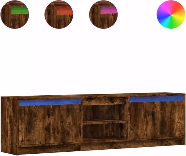 Mobile TV | Armadietto TV | Mobile Porta TV con LED Rovere Fumo 180x34x50cm in Truciolato