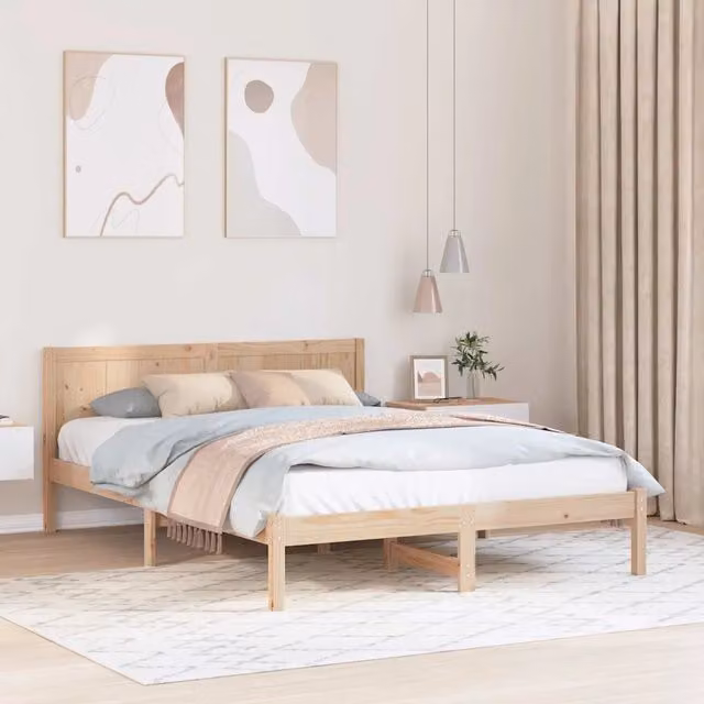 Struttura del letto-Giroletto Marrone 150 x 200 cm Legno massello di pino 264319