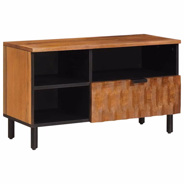 Mobile TV vidaXL con cassetto in legno e metallo, colore marrone, L 80 cm x P 33 cm x H 46 cm