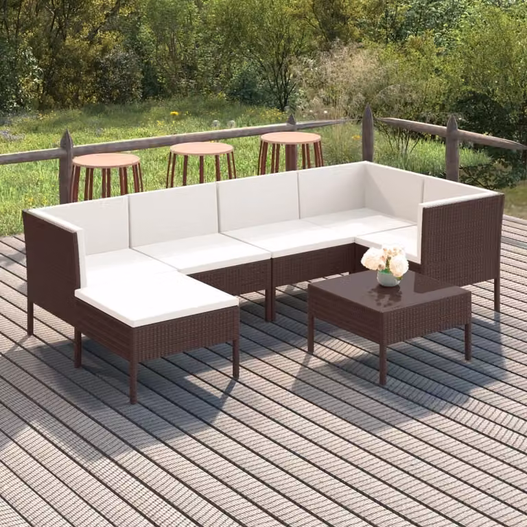 Maison Exclusive - Set da giardino da 7 pezzi con cuscini in polyrattan marrone