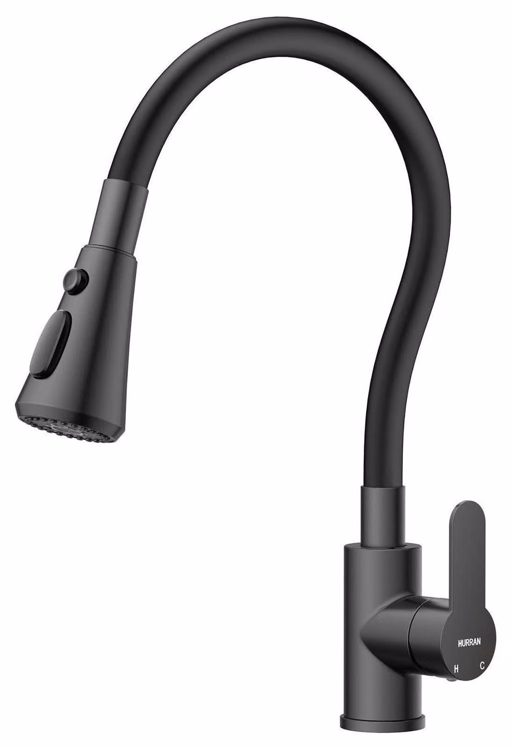 Rubinetto da cucina flessibile, girevole a 360°, finitura nera opaca