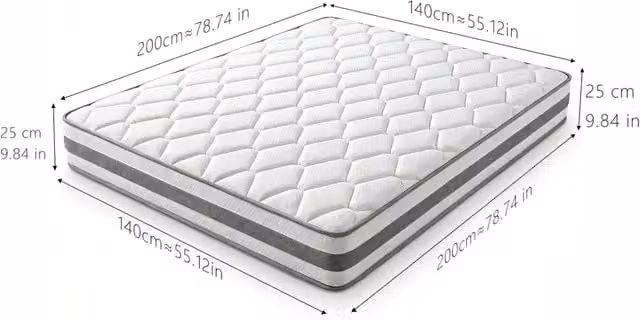 Materasso ULEVR a molle insacchettate, altezza 25 cm, rivestimento in poliestere bianco