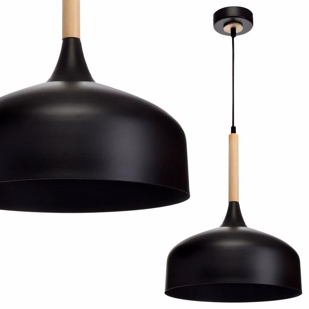 Lampada a sospensione TAYLOR nera-legno chiaro 1xE27x60W metallo dim.: 90x30x30 cm IP20 Milagro