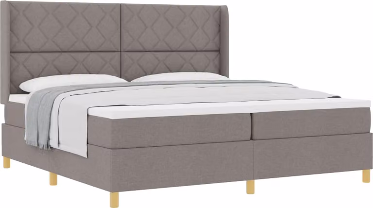 Letto a molle con materasso Taupe 200 x 200 cm in tessuto