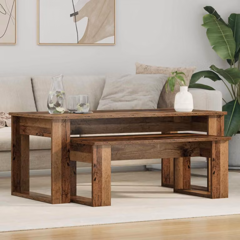 Maison Exclusive - Set di due tavolini da caffè in legno di recupero, dimensioni 100 x 50 x 42 cm, materiale: legno composito