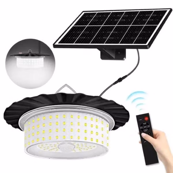Lampade solari da esterno impermeabili IP65 con sensore di movimento, lampada solare da esterno a sospensione con pannello solare - ORBILUM