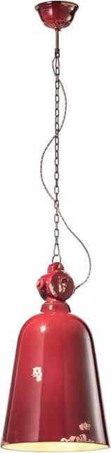 Lampadario Industrial Ferro E Ceramica Vintage Bordeaux 1 Luce E27