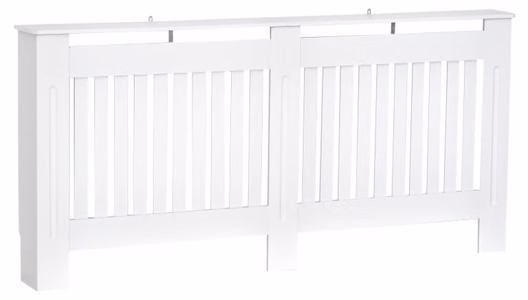 Copertura per radiatore, struttura a lamelle - 172x19x81 cm - MDF - Bianco - Rivestimento per radiatore - Adatto per soggiorno e camera da letto