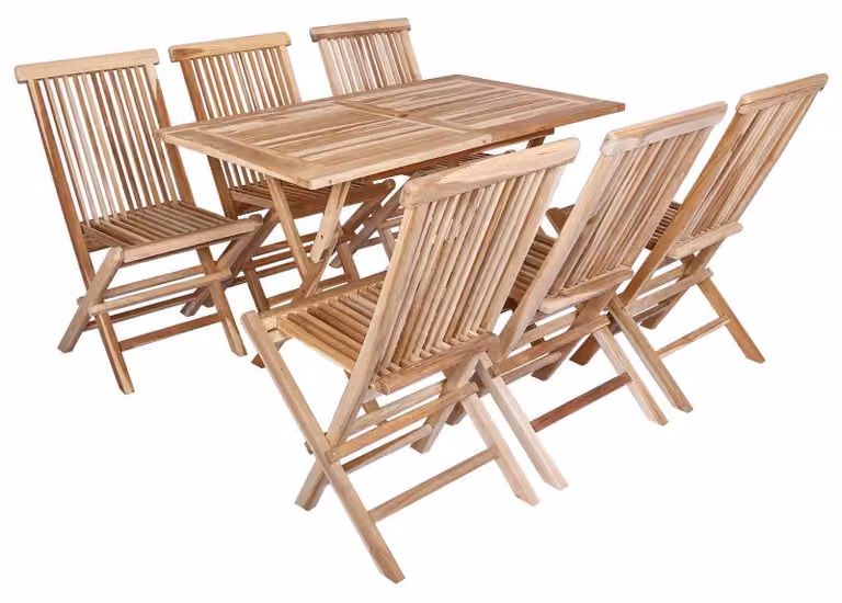 Set di mobili da giardino, 7 pezzi, in legno massello di teak naturale