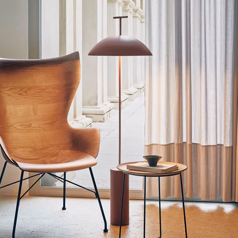 Kartell Lampada da terra di design Geen-A, dimmerabile, Rosso, Soggiorno / Sala da pranzo, Metallo, Design, Lampada da terra
