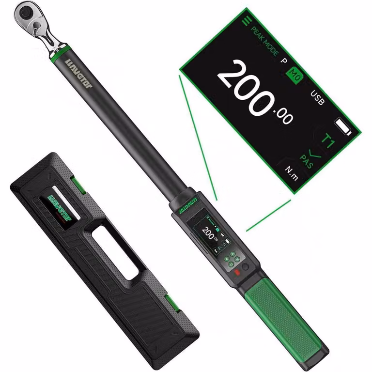 Chiave dinamometrica digitale da 1/2 pollice, con coppia da 10-200 Nm e precisione di ±1%, dotata di cicalino e display a LED