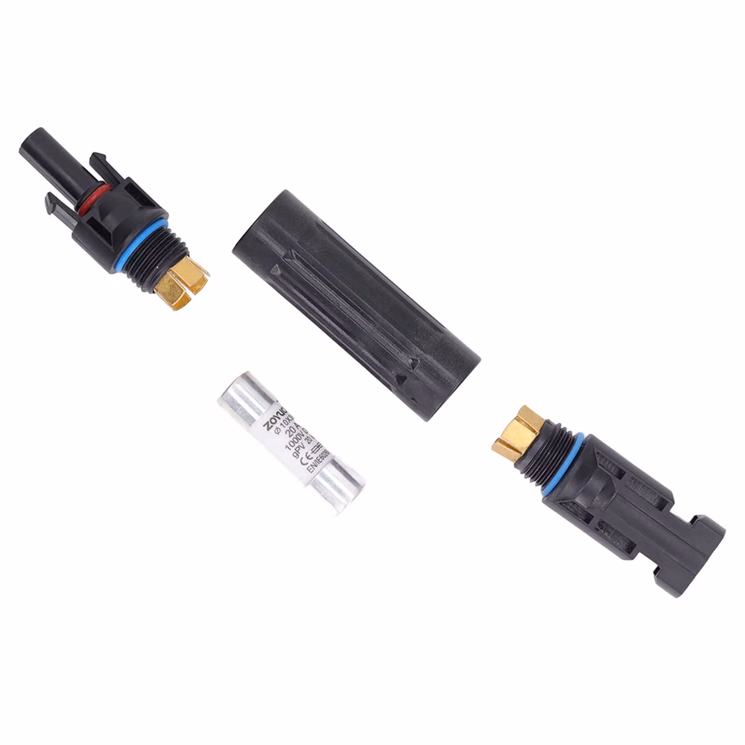 Portafusibile impermeabile IP67 per connessioni a moduli solari 1000 V 20 A