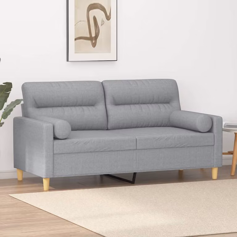 vidaXL Divano a 2 Posti Moderno in Tessuto Grigio con Cuscini e Coperture Rimovibili