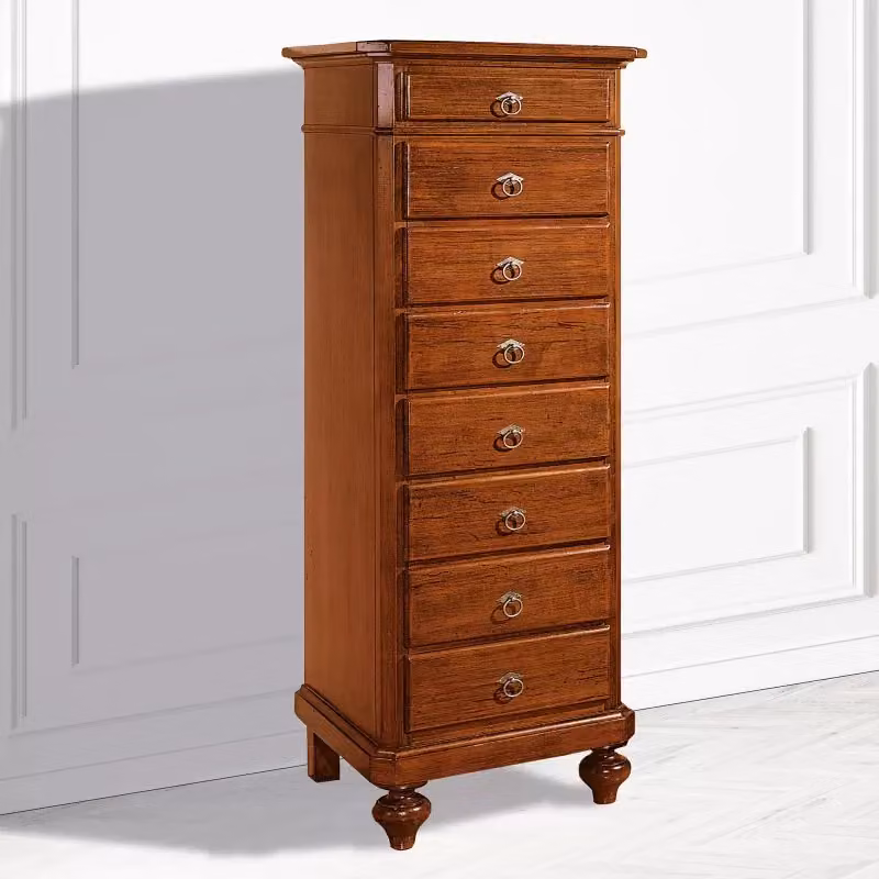Cassettiera in legno stile arte povera con 8 cassetti Mobili 2G colore noce L: 55 cm, P: 45 cm, H: 149 cm – 3