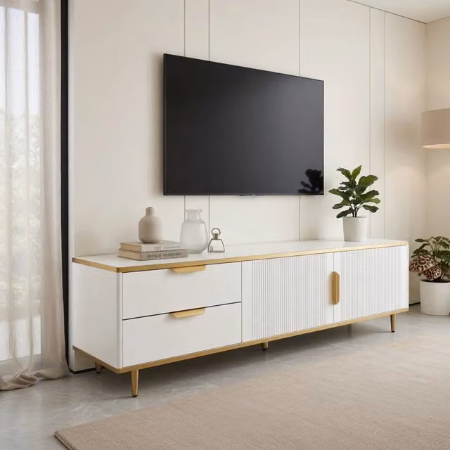 Cassettiera per TV bianca in truciolare lunghezza 170 cm