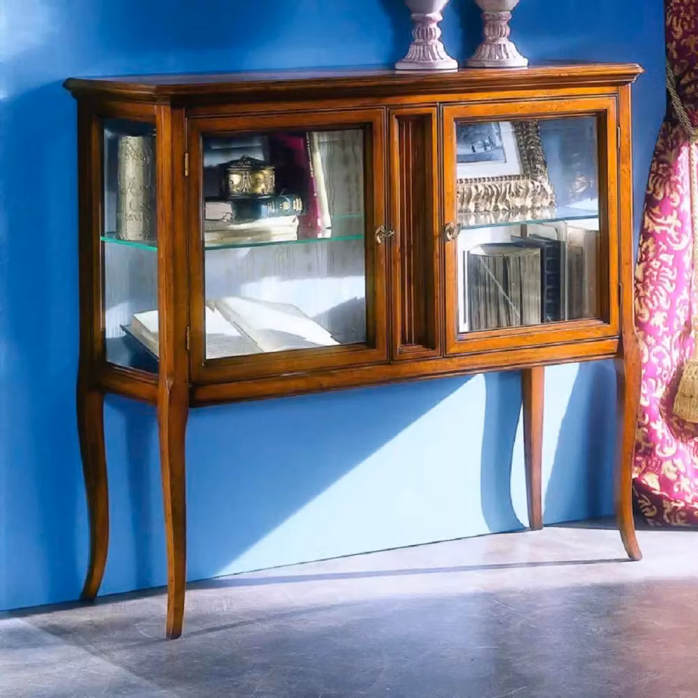 Vetrina classica in legno con ante in vetro Mobili 2G finitura bassano L: 110 cm, P: 40 cm, H: 100 cm – 2