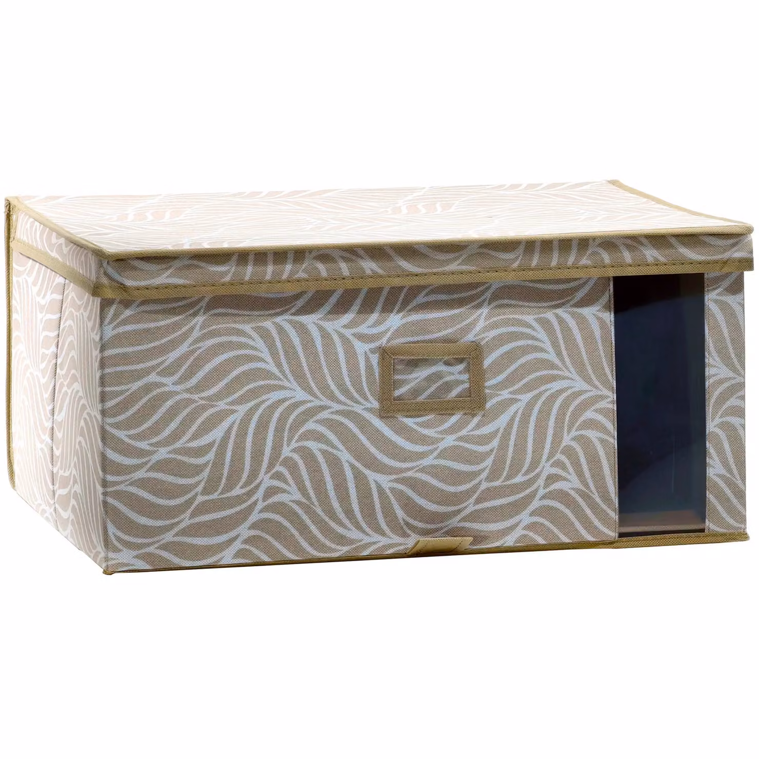 Vestiamo Casa Scatola salvaspazio per armadio beige con etichetta e struttura pieghevole H: 25 cm, L: 50 cm, P: 35 cm