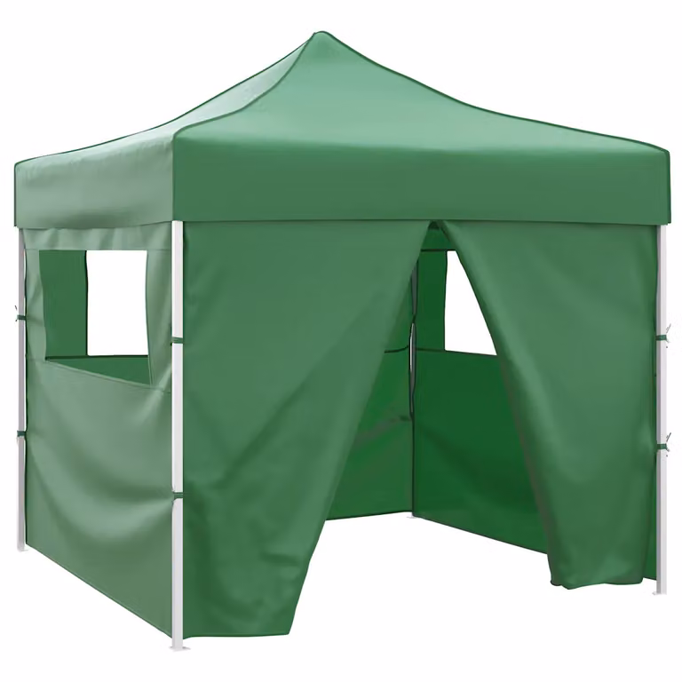 vidaXL Tenda Pieghevole Verde con 4 Pareti