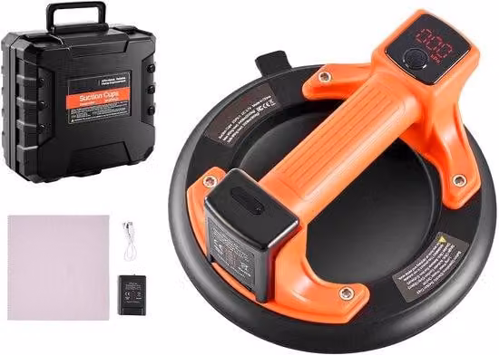 Aspiratore per vetro - Diametro 20,3 cm - Display digitale - Capacità di sollevamento: 200 kg - Adatto per vetro, piastrelle e granito