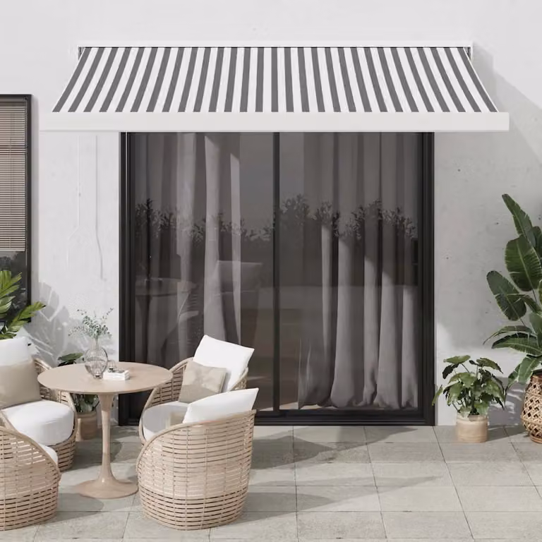Tenda retrattile vidaXL con bracci pieghevoli in alluminio e tessuto in poliestere, colore antracite e bianco, L: 3,5 m x P: 2,5 m