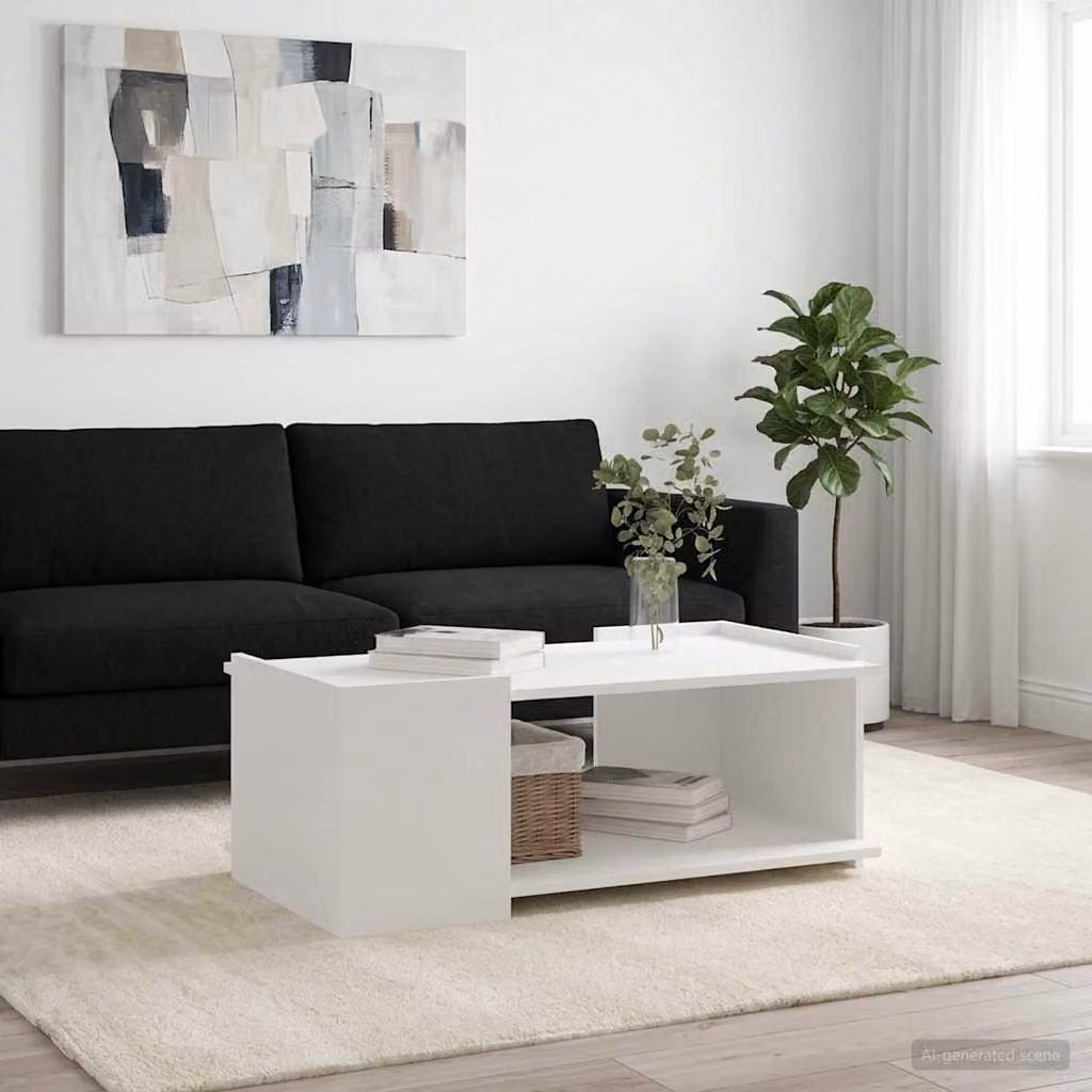 Maison Exclusive - Tavolino bianco 90 x 50 x 33 cm in materiale derivato dal legno