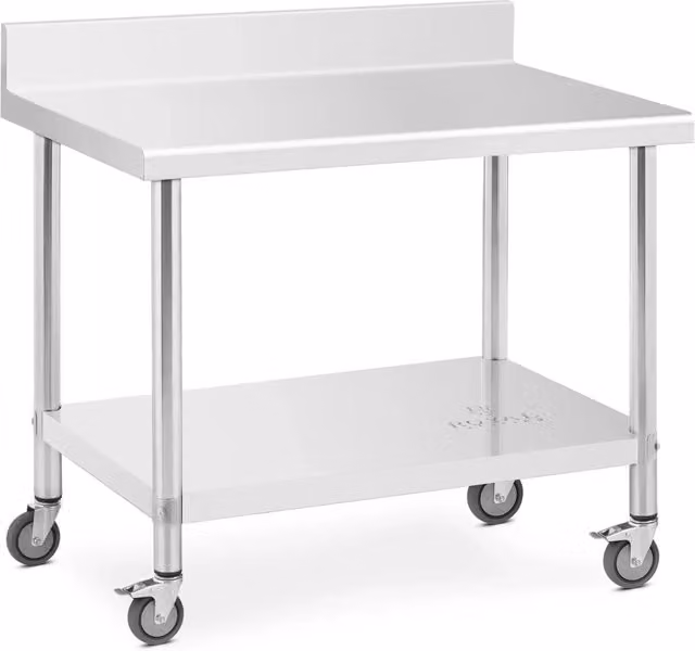 Tavolo da lavoro in acciaio inox premium 70 x 100 cm 155 kg alzatina acciaio inossidabile argentato 14_0010024
