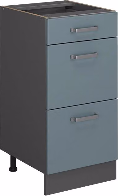 Mobiletto base per cucina Vicco R-Line Grigio-blu/Antracite con cassetti, senza piano di lavoro, L: 40 cm – 1