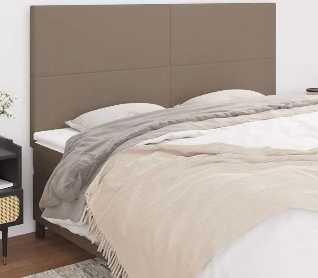 Testiera per letto imbottita vidaXL in tessuto beige con struttura in legno di larice L: 200 cm, P: 5 cm, H: 118-128 cm – 1