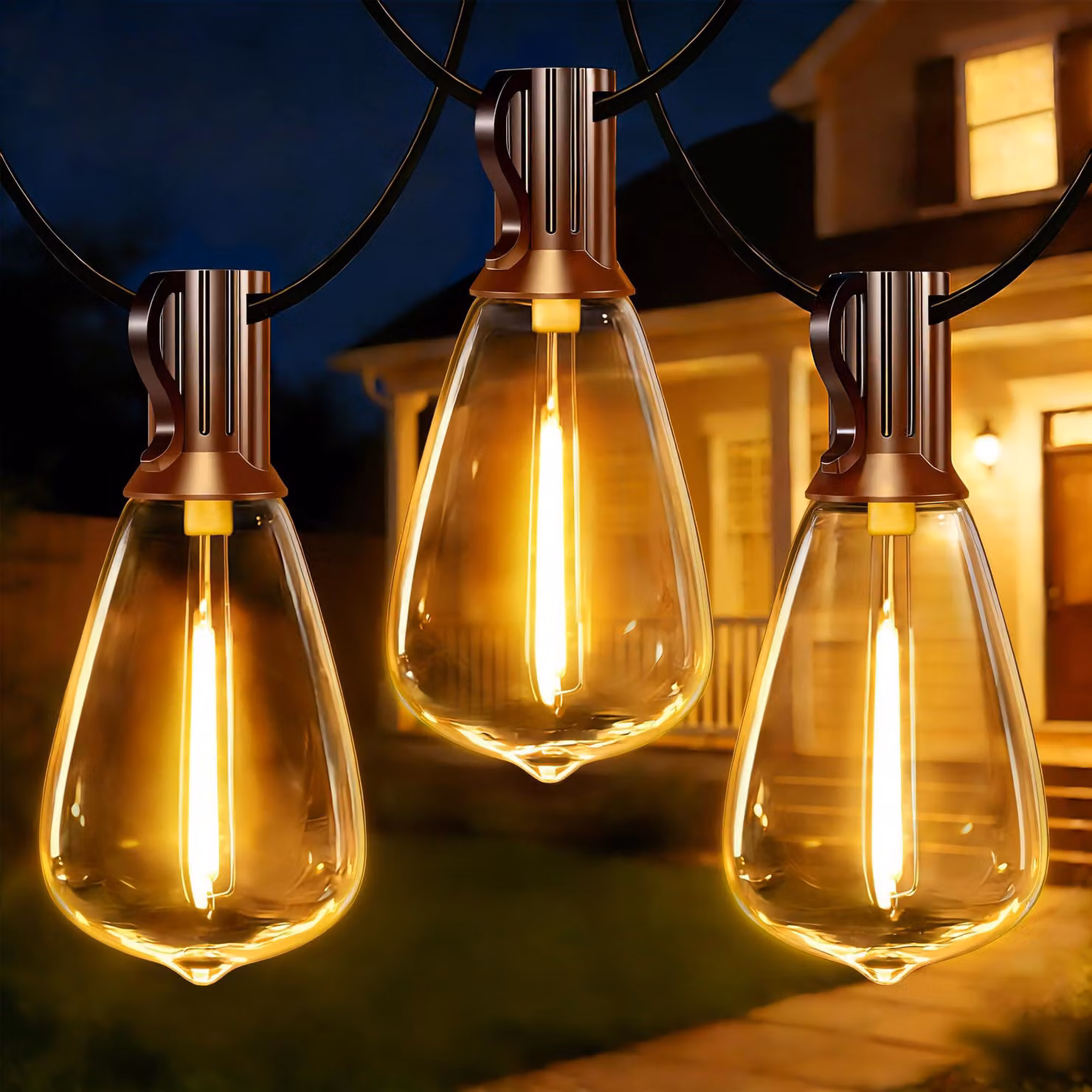 Catena luminosa a LED, 15 metri, 25+2 lampadine, luce bianco caldo, grado di protezione IP45, con telecomando