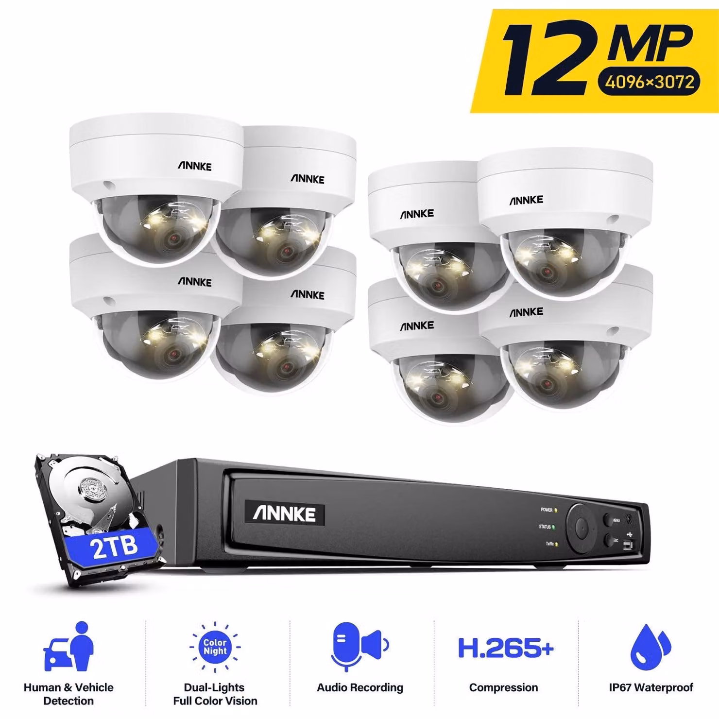 Telecamera di sicurezza - Videosorveglianza - Telecamera di sorveglianza - Telecamera IP - Telecamera a cupola - 12MP Ultra HD
