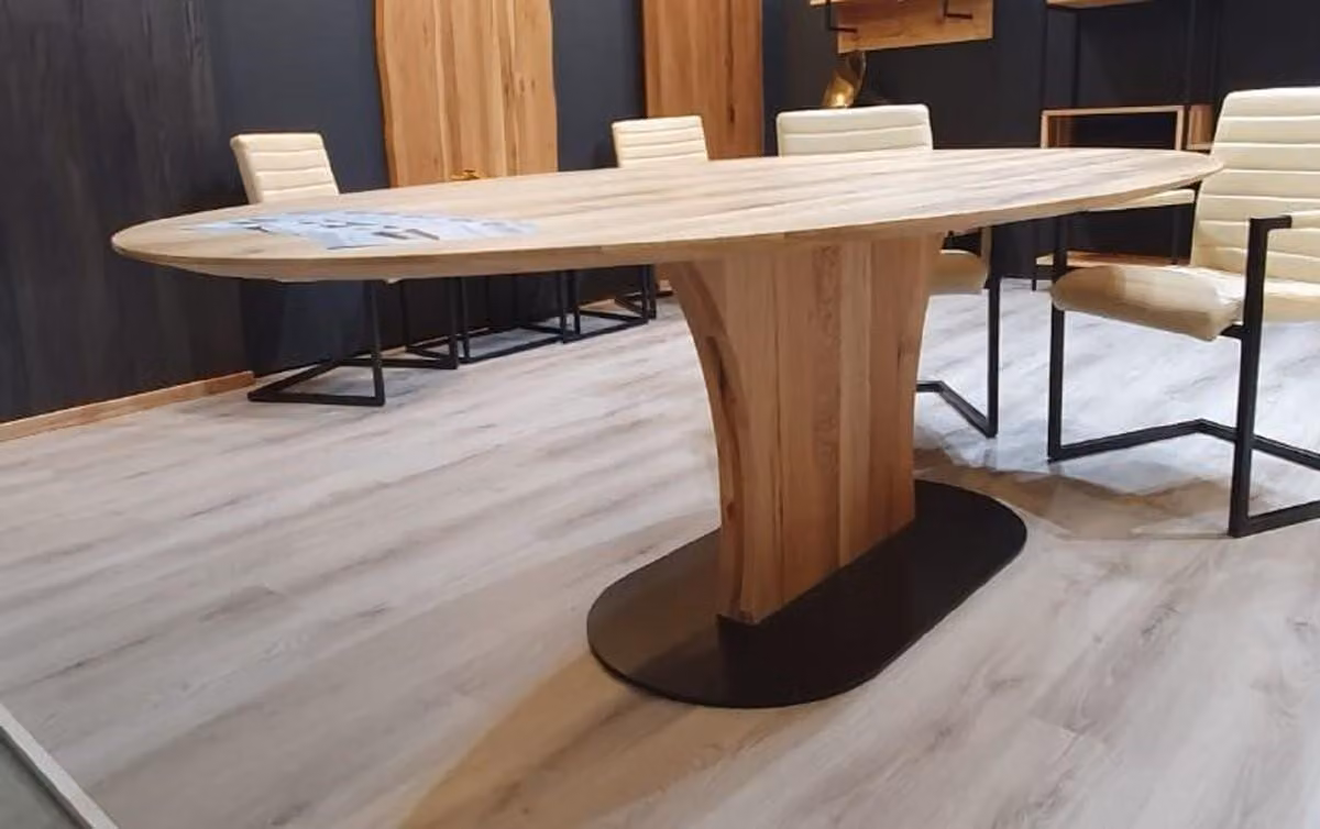 Tavolo da pranzo Casa Padrino colori naturali / nero 240 x 120 x h. 77 cm - Tavolo da cucina ovale in legno massiccio - Mobili in legno massiccio - Mobili per la sala da pranzo - Mobili - Arredi