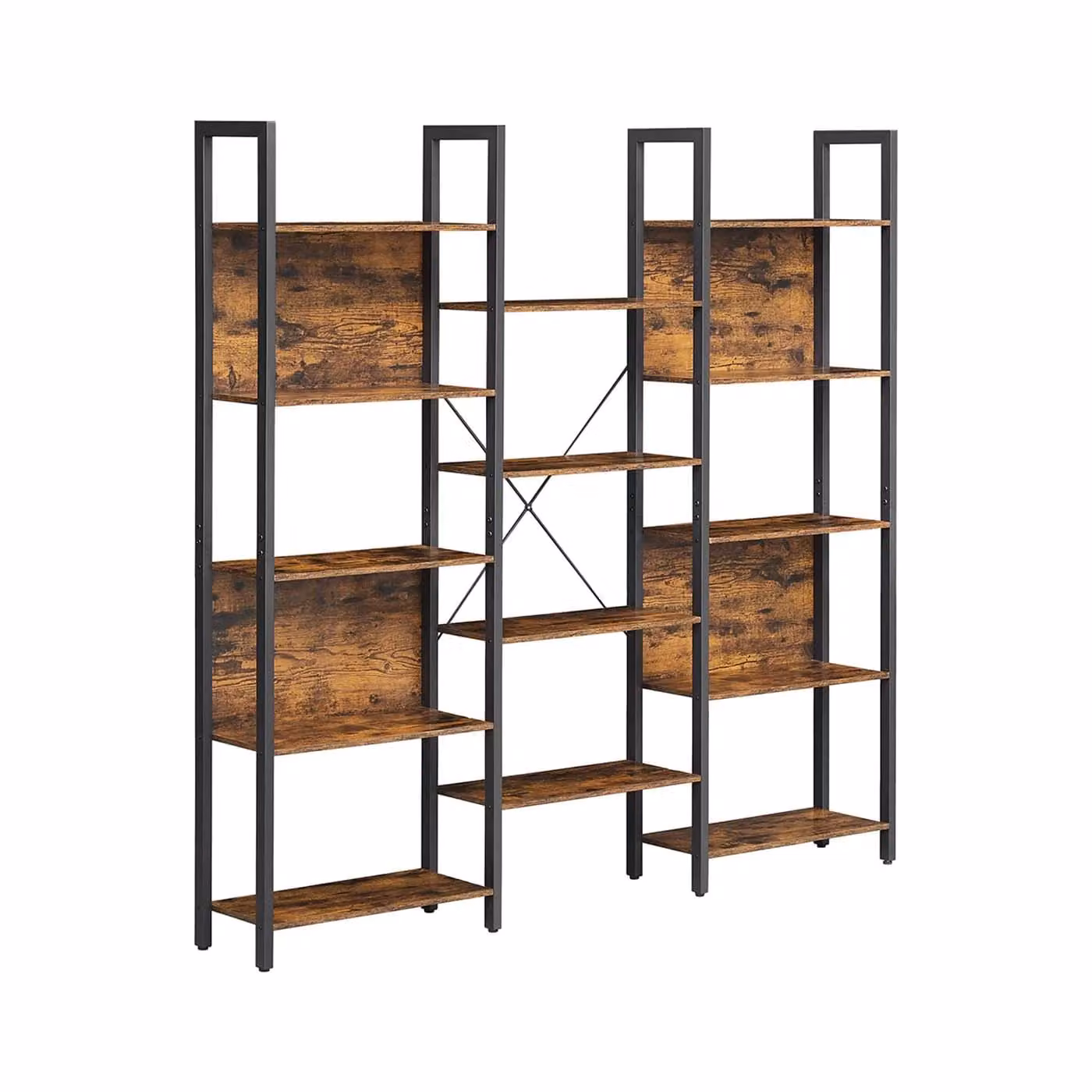 Libreria Scaffale Portaoggetti con 14 Ripiani | VASAGLE, Marrone Vintage + Nero
